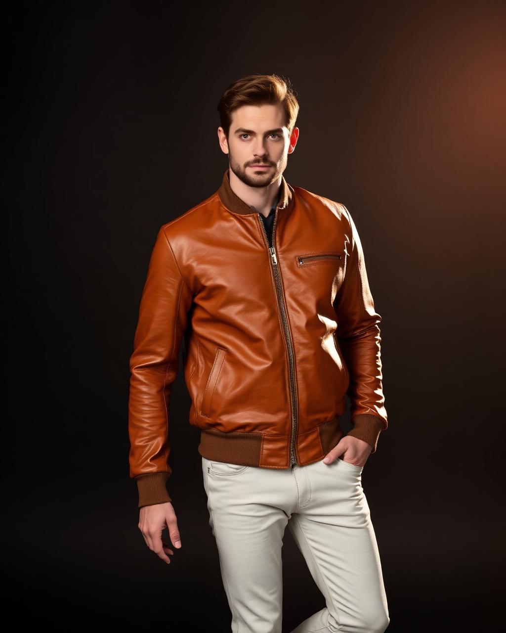 GrociFly Cognac Bomber — Tan